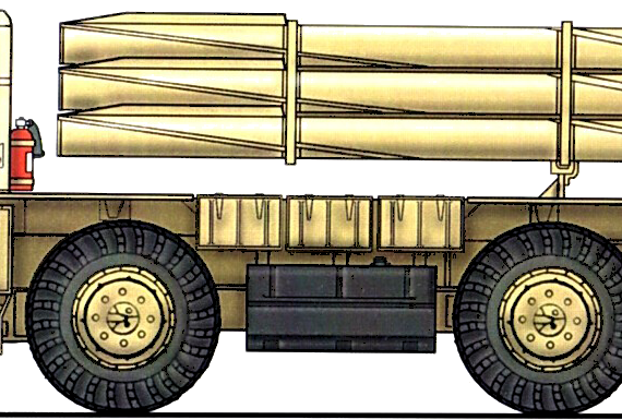 Танк 9A52-2 BM-30 Smerch MRL 280mm M1983 - чертежи, габариты, рисунки