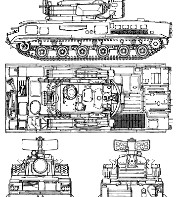 Танк 9K22 Tunguska - чертежи, габариты, рисунки