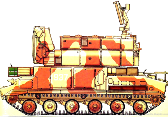 Tank 9K330 Tor M1M SA-15 Gauntlet - drawings, dimensions, figures