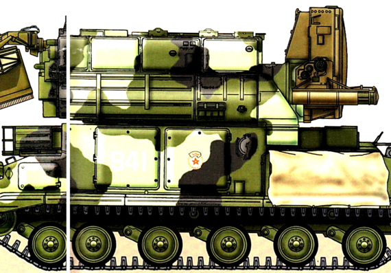 Tank 9K330 Tor M1 SA-15 Gauntlet - drawings, dimensions, figures
