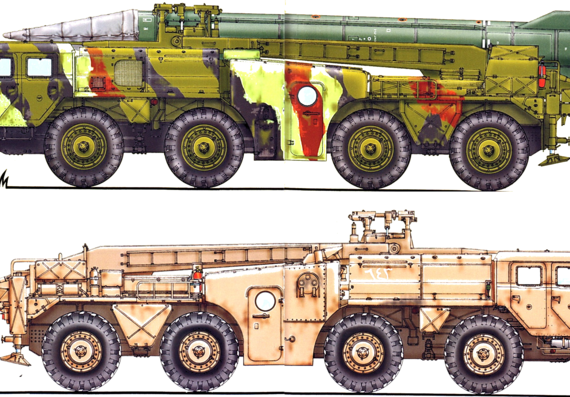 Tank 9P117M SS-1C Scud B - drawings, dimensions, figures
