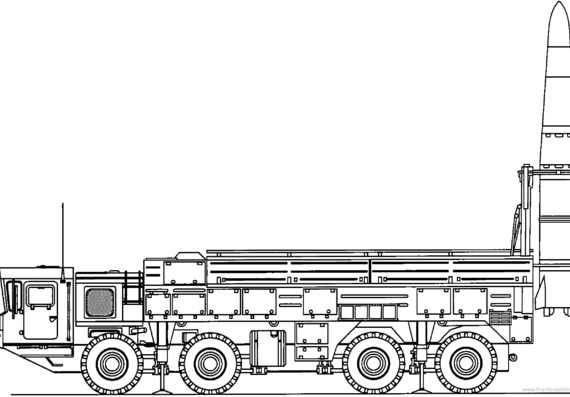 Tank 9P78E Iskander-E SS-26 - drawings, dimensions, figures