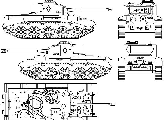Tank A-34 Comet - drawings, dimensions, figures