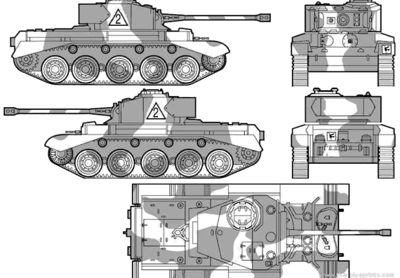 Танк A-34 Comet Mk.I - чертежи, габариты, рисунки