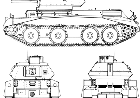 Танк A13 Cruiser Tank - чертежи, габариты, рисунки