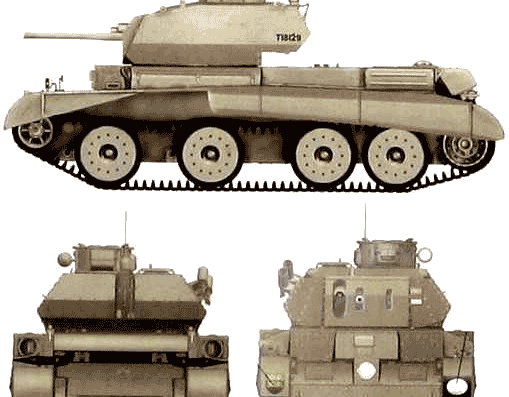 Танк A13 Cruiser Tank Mk. II CT Mk.IV - чертежи, габариты, рисунки