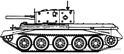 Танк A24 Cavalier - чертежи, габариты, рисунки
