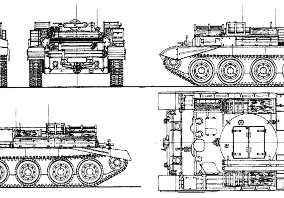 Танк A27M Cromwell ARV Mk.I - чертежи, габариты, рисунки