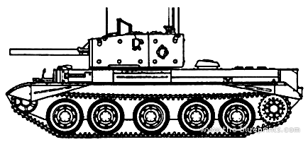 Танк A27M Cromwell Command - чертежи, габариты, рисунки