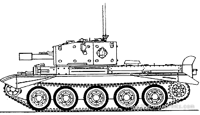 Танк A27M Cromwell Mk.VI 85mm - чертежи, габариты, рисунки