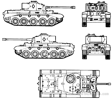 Танк A34 Comet Mk.I - чертежи, габариты, рисунки