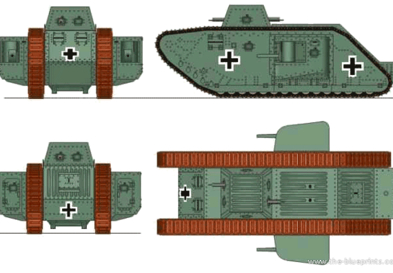 Tank A7V-U - drawings, dimensions, figures