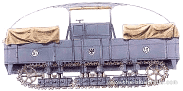 Танк A7V Gelandwagen (1918) - чертежи, габариты, рисунки