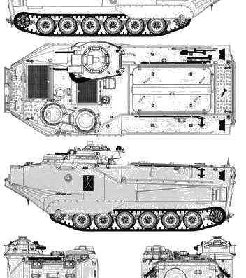 Танк AAVP-7A1 +UWGS - чертежи, габариты, рисунки
