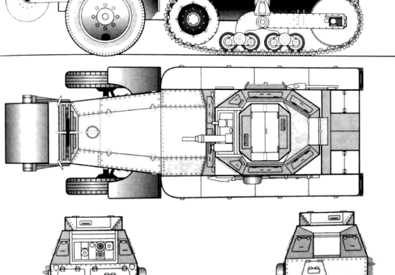 Танк AMC Schneider P16 (Citroen-Kegresse M1929) - чертежи, габариты, рисунки