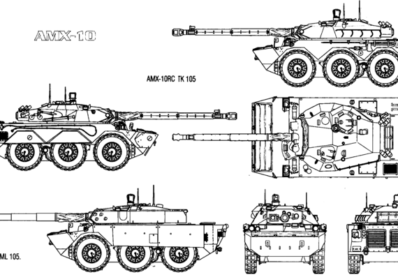 Танк AMX-10 - чертежи, габариты, рисунки