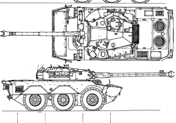 Tank AMX-10RC - drawings, dimensions, figures