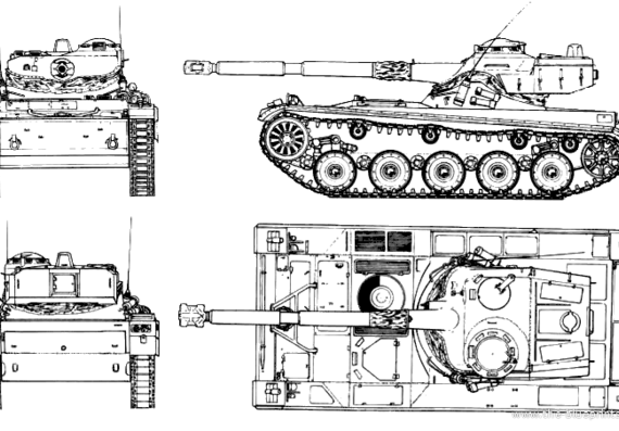 Танк AMX-13 105mm - чертежи, габариты, рисунки