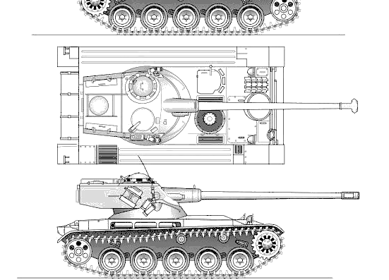 Танк AMX-13 75mn - чертежи, габариты, рисунки