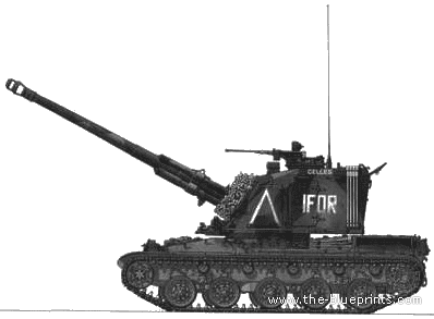 Танк AMX30 GCT 155 AUF-1 IFOR - чертежи, габариты, рисунки
