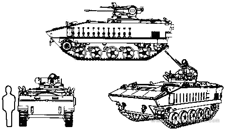 Танк AMX 10 P - чертежи, габариты, рисунки