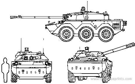Танк AMX 10 RC - чертежи, габариты, рисунки