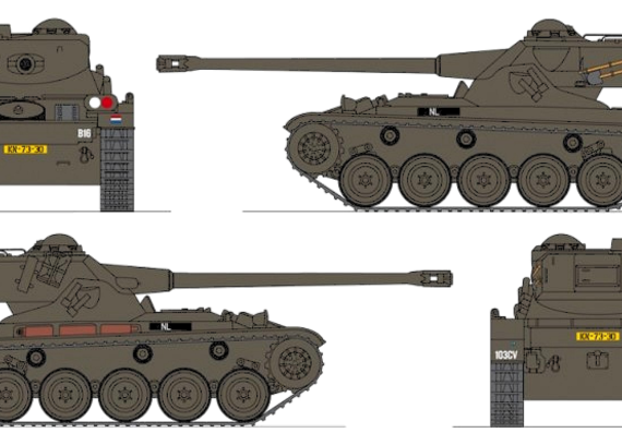 Танк AMX 13 105mm - чертежи, габариты, рисунки