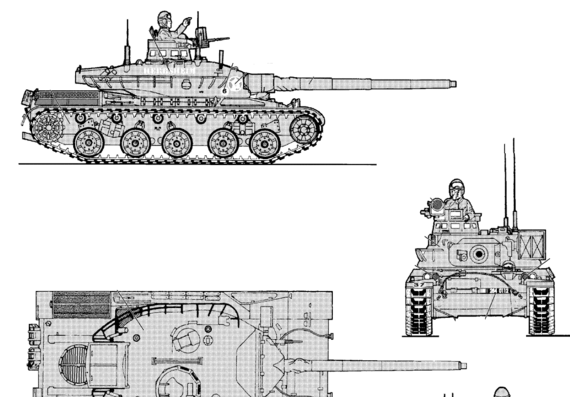 Танк AMX 30-105 - чертежи, габариты, рисунки
