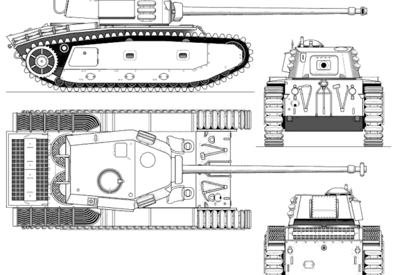 Танк ARL-44 90mm - чертежи, габариты, рисунки