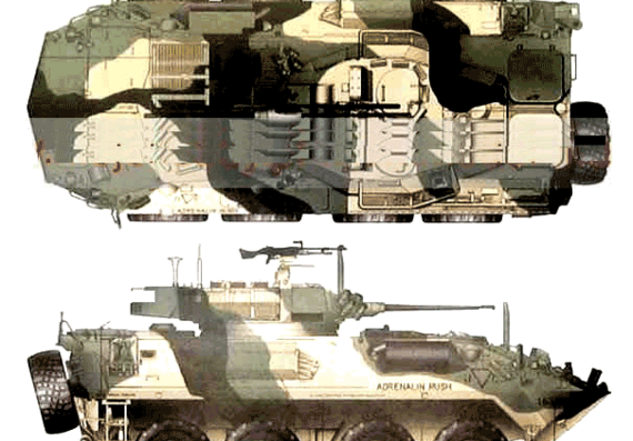 Танк ASLAV-25 Reconnaissance Vehicle - чертежи, габариты, рисунки