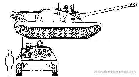 Танк ASU-85 - чертежи, габариты, рисунки