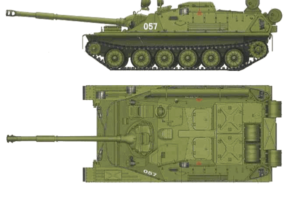 Танк ASU-85 (1956) - чертежи, габариты, рисунки
