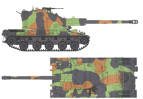 Танк AUF1 155mm SPG - чертежи, габариты, рисунки