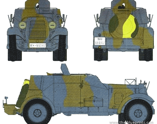 Tank Adler Kfz.13 Armoured Car - drawings, dimensions, pictures