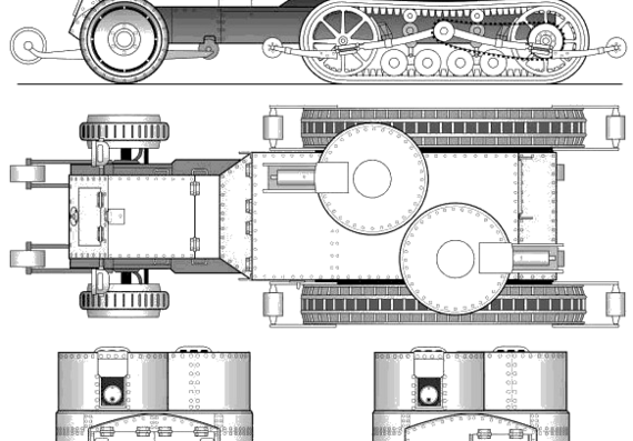Austin-Kegresse Armoured Car 1916 - drawings, dimensions, pictures
