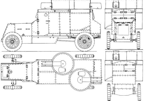 Austin-Putilov tank - drawings, dimensions, pictures