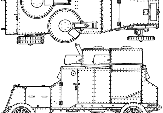 Austin-Putilov tank (1918) - drawings, dimensions, pictures