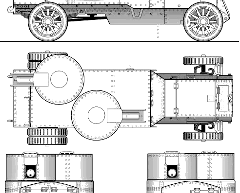 Танк Austin-Putilov Armoured Car 1916 - чертежи, габариты, рисунки