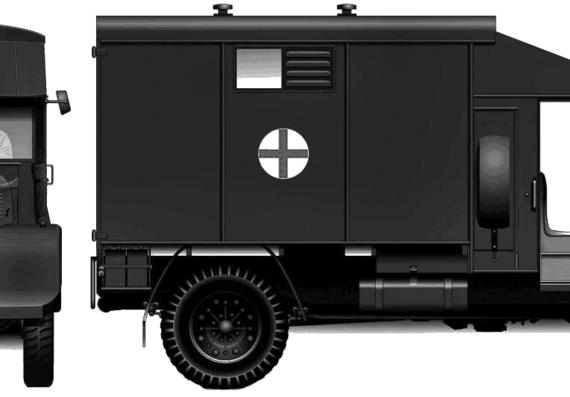 Tank Austin K2-Y 2-ton 4x2 Ambulance (1942) - drawings, dimensions, pictures
