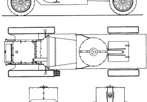Танк Austin Mk.I Armoured Car - чертежи, габариты, рисунки