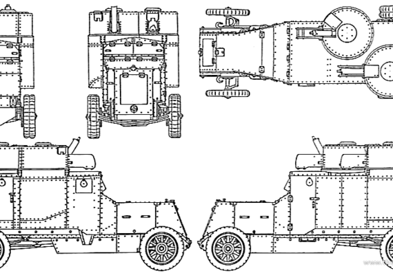 Танк Austin Putilov Armoured Car - чертежи, габариты, рисунки