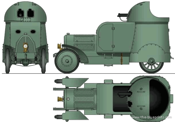 Танк Austro-Daimler Armoured Car (1906) - чертежи, габариты, рисунки