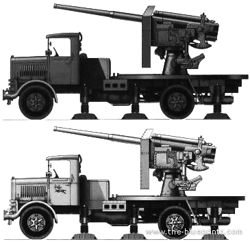 Танк Autocannone 3 RO with 90-53 AA Gun - чертежи, габариты, рисунки