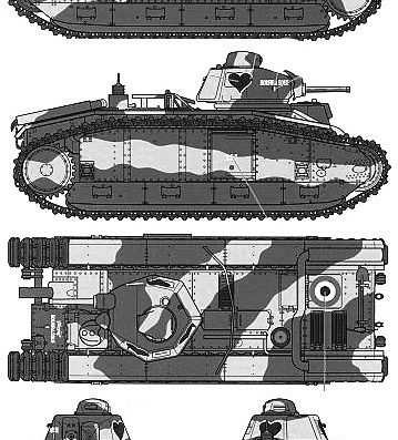 Танк B1 Bis Tank (France) (1936) - чертежи, габариты, рисунки