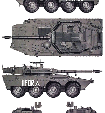 Tank B1 Centauro AFV - drawings, dimensions, figures
