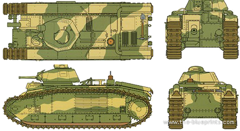 Tank B1 bis - drawings, dimensions, figures