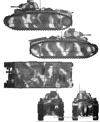 Tank B1bis Panzerkampfwagen B2 740 (f) - drawings, dimensions, figures