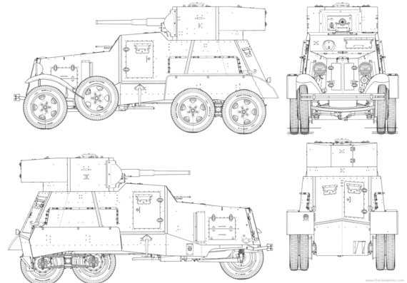 Tank BA-3 Armored Car - drawings, dimensions, figures