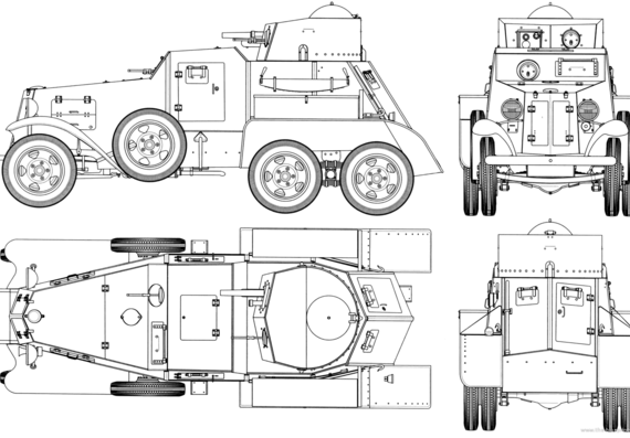 Танк BAI Armored Car (on Ford) (1934) - чертежи, габариты, рисунки