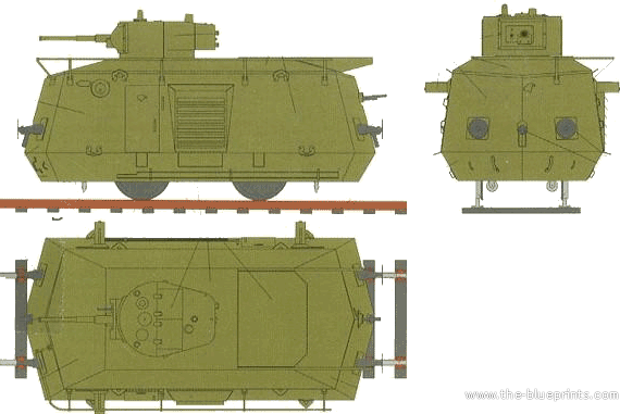 Танк BDT Armored Railcar - чертежи, габариты, рисунки